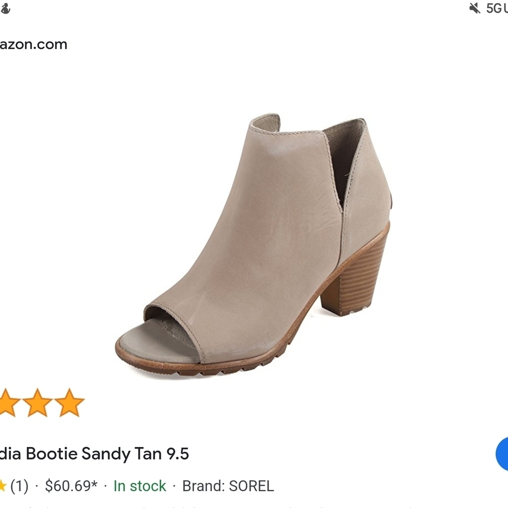 Sorel Tan Ankle Booties with Chunky Heel